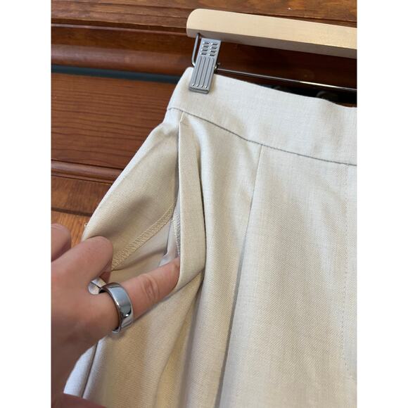 NWT Ann Taylor Women's Pleated Slim Straight Pants Heathered Flannel Oatmeal 0 - Picture 7 of 13